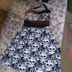Women's Stretch Halter Skull Dress Size 4x Fits Like XL