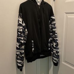 Black camouflage black and white hoodie jacket