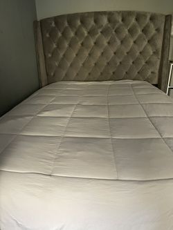 Grey Upholstered Bed Headboard 