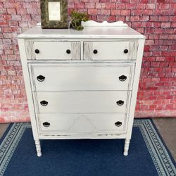 Vintage Tall Dresser Solid Wood Drawers Chest 