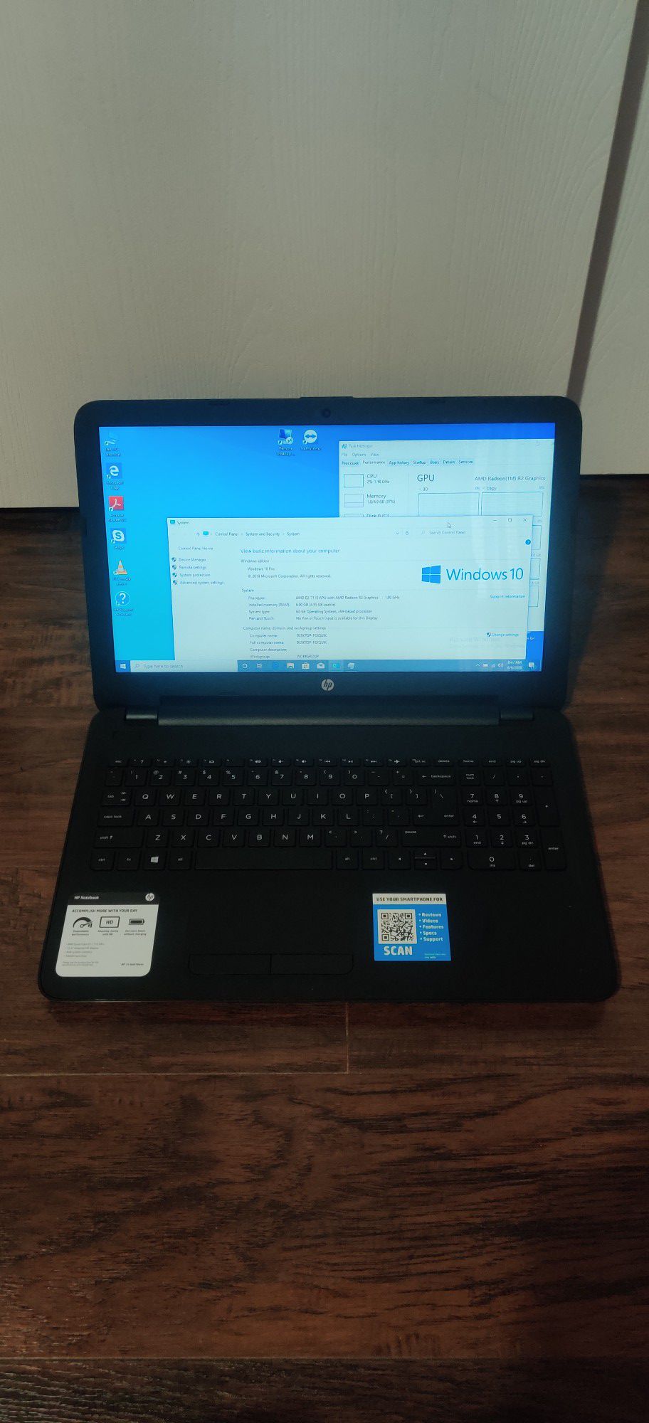 Windows 10 - HP Notebook - 15-ba018wm - AMD E2 7110 with Radeon R2 Graphics - 250 Gb SSD