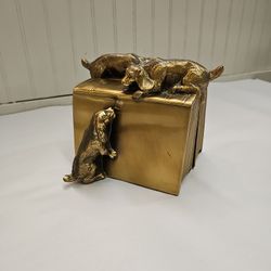 Vintage Brass Dog Bookends - Shelton 