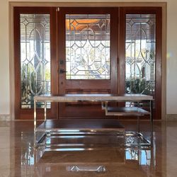 Modern Grey & Chrome Coffee Table 