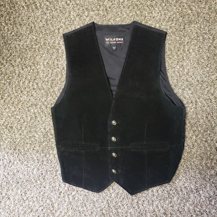 Mens Wilson's Suede Leather Vest Black L