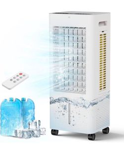 PNTCK Evaporative Air Cooler Portable: Fans That Blow Cold Air for Room, Bedroom, Indoor, Office - Swamp Cooling Fan with 19ft Remote, 12H Timer, 30dB
