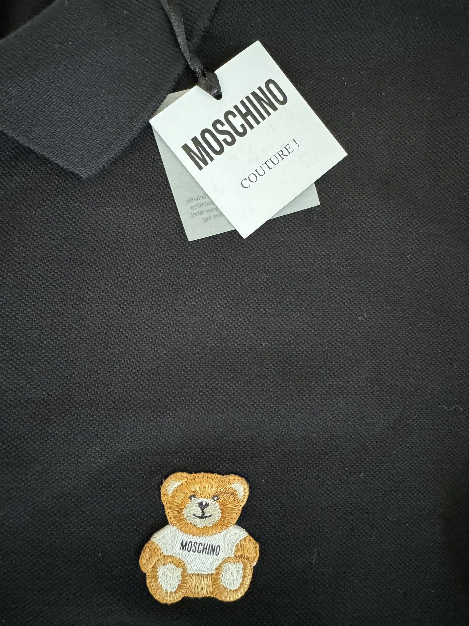 NEW Moschino AUTHENTIC Men's Teddy Bear Polo Shirt Black Size