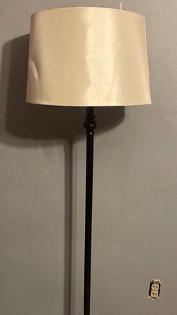 Black Metal Floor Lamp with Cream Shade