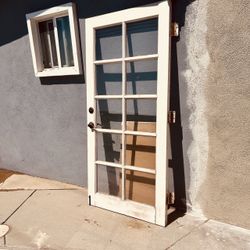 Vintage wood French doors with side panels