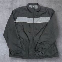Vtg Starter Windbreaker Track Jacket Men’s Large Black Gray Lightweight Y2K