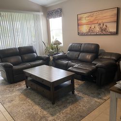 Leather Reclining Living Room Set