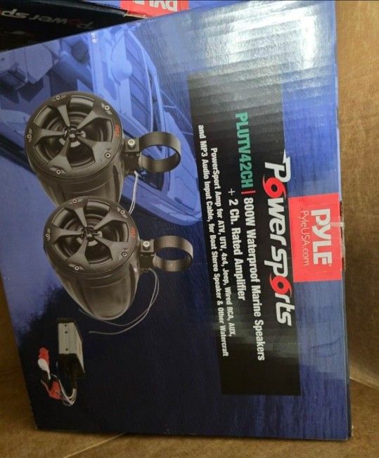 Pyle 800W 4" Waterproof Marine Speakers with Amplifier