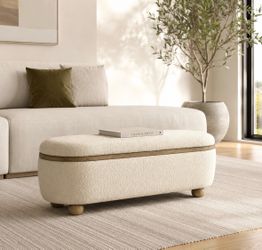 Oval Bedroom Storage Bench with Soft Decorative Fabric, Suitable for Entrance Benches, and Bed Ends (F-6