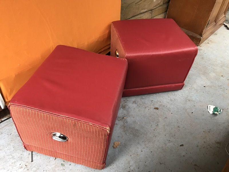 Leather and fabric Ottomans