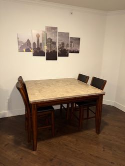Dining Table with Granite Countertop and 4 Chairs