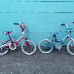 2 Disney Princess 16” Bikes One Is Frozen Elsa See Description For Condition
