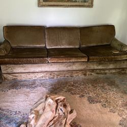 Suburban Olive Velvet Sofa