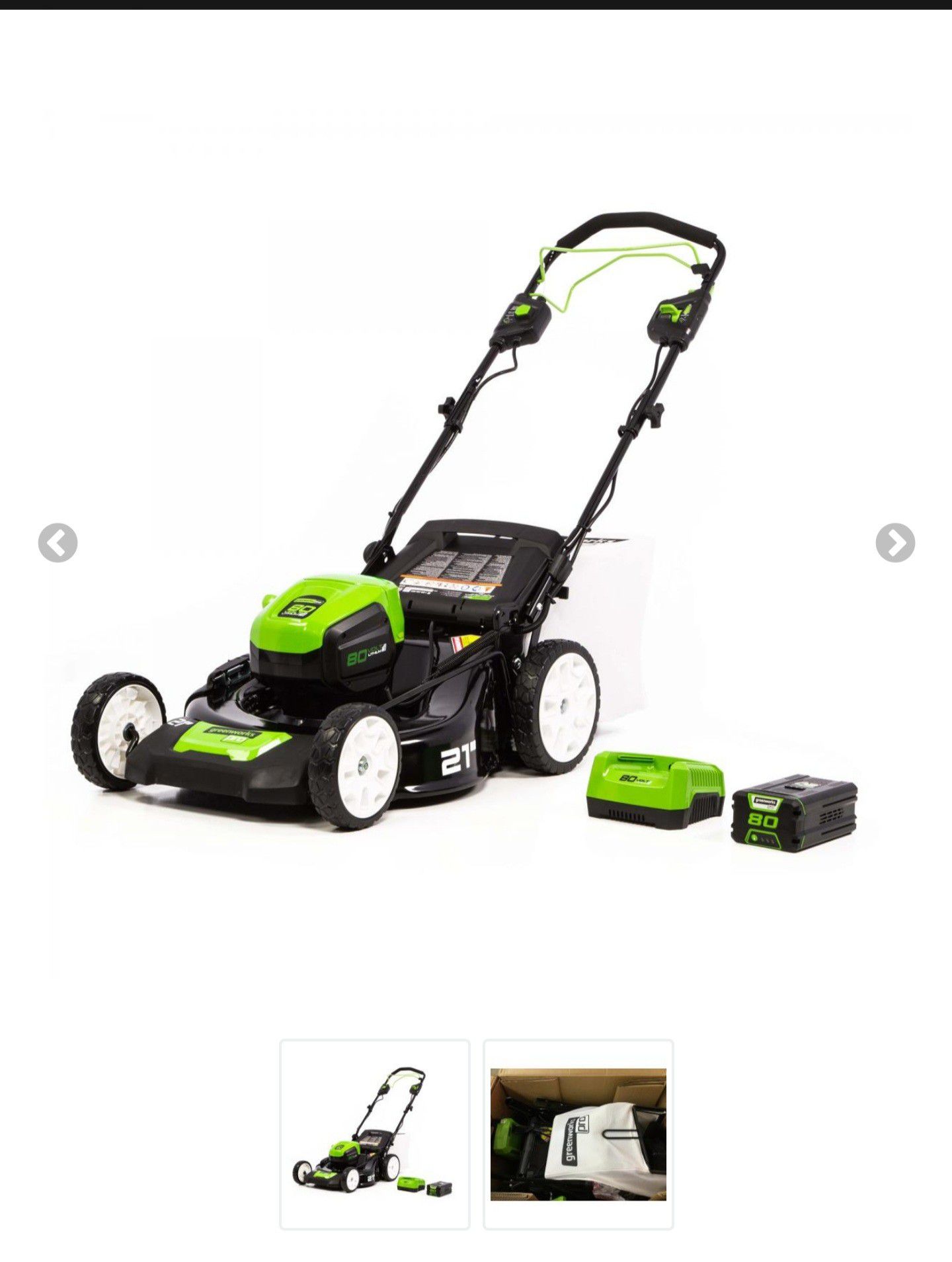 Greenworks Pro 80V 21-Inch Self-Propelled Cordless Lawn Mower, 5Ah Battery and Charger Included