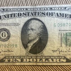 1950 $10 Federal Reserve Note Circulated