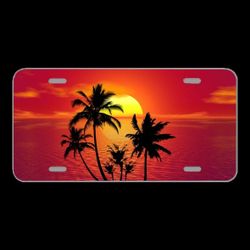 License Plate Novelty Car Front Tropical Summer Sunset Beach