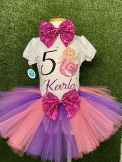 Tutus, personalized shirts, sequin shorts and hair bows