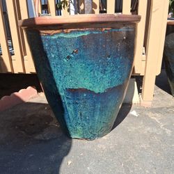 XXL Terra Cotta Pot, Cobalt/copper Glaze, 6 Avail, Trades Welcome