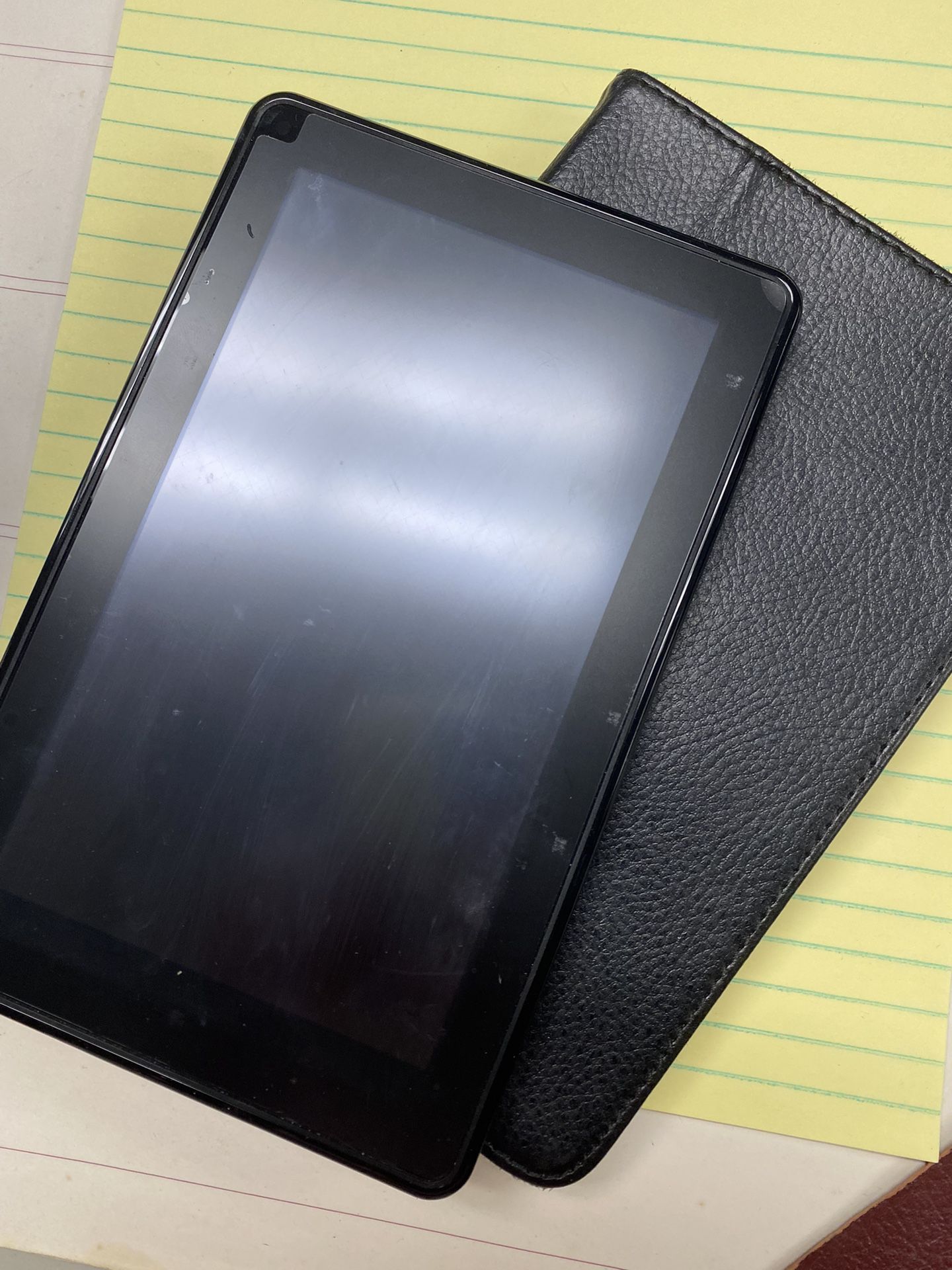 Amazon Kindle Fire With Black Leather Case