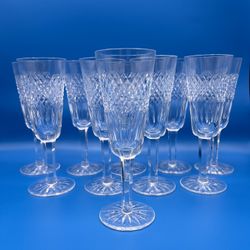 10- Waterford Crystal, Cara Claret,  Flute Champagne 7.25" Tall Glasses