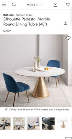 West Elm Marble and brass breakfast table