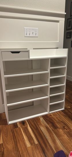 White Shoe storage with drawer