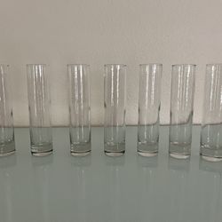 7 Glass Vases  7 1/2x1 1/2 