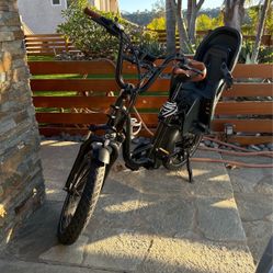 Happy E Bike Step Through Bike W Burley Kid Seat