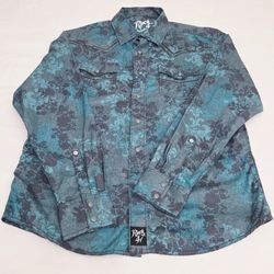 Wrangler Rock47 Long Sleeve Floral Pearl Snap Button Shirt Sz Large