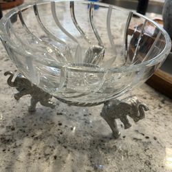 Arthur Court Crystal Rose Bowl Etched With Stand Limited Edition