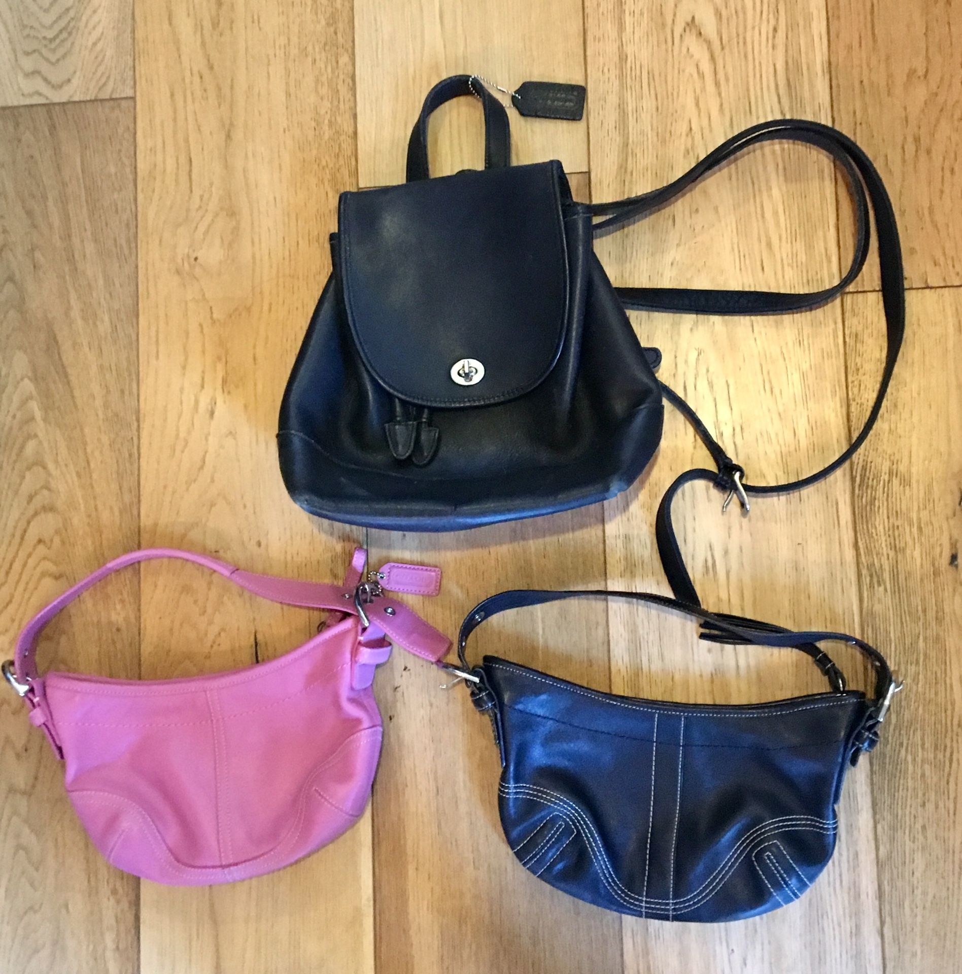 3 Coach Bags: 1 backpack & 2 purses