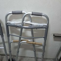 Guardian Folding Walker w Wheels, Silver Adjustable Height Walking Assistance