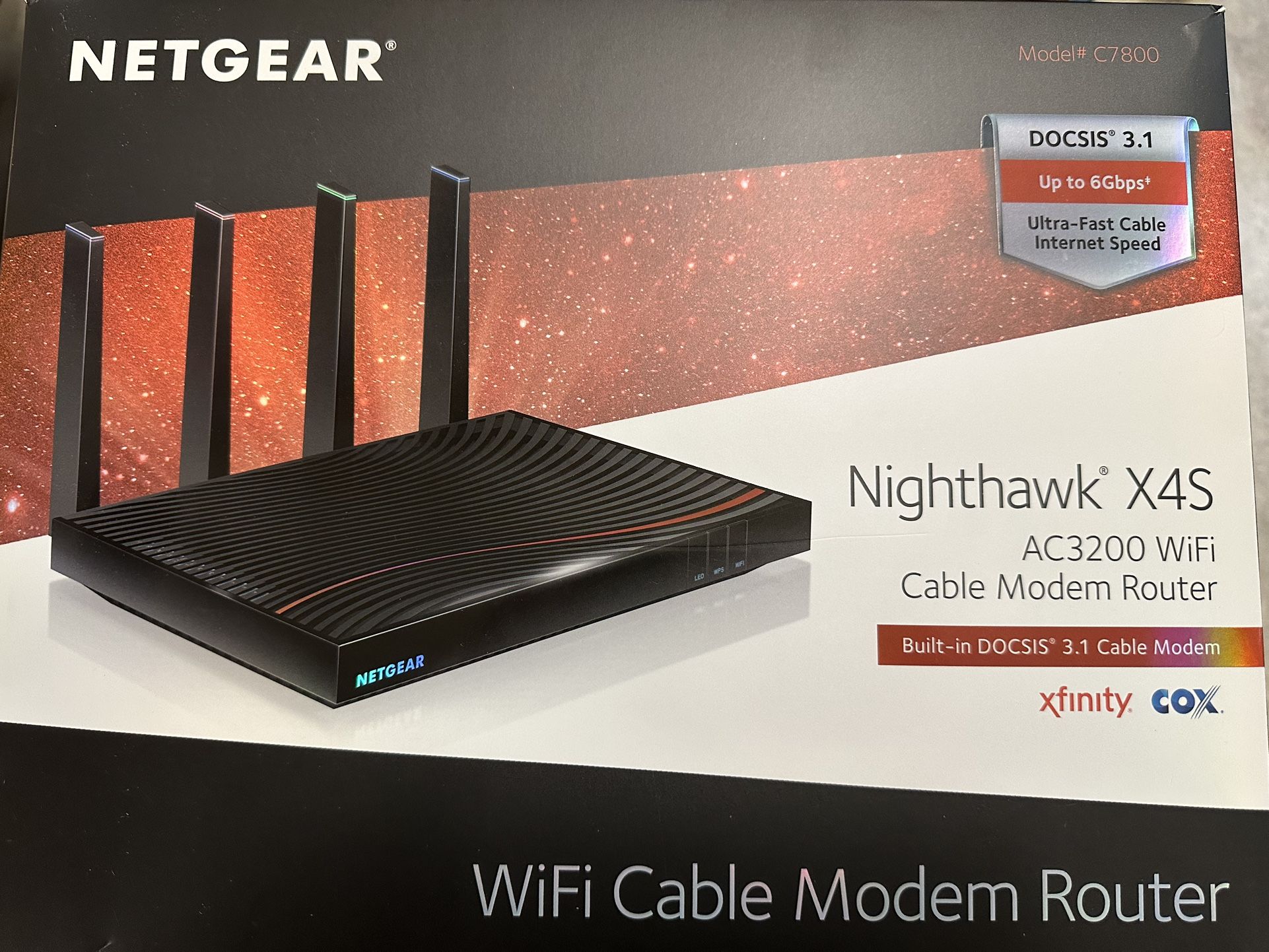 NETGEAR Nighthawk® X4S AC3200 DOCSIS® 3.1 3.2Gbps Two-in-one Cable Modem + WiFi Router