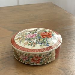 Vintage Royal Satsuma 5" Round Trinket Dish+ 2 Asian Gilt Floral Enamel Cloisonné 