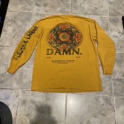 Kendrick Lamar 2017 DAMN Tour Long Sleeve Shirt Men's Size S Yellow