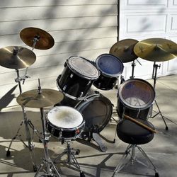 Pearl Export Series 11-piece Drum set Kit Black Legend Snare Hi-Hat 