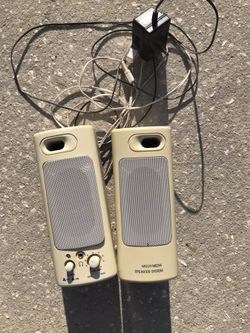 Multimedia Speaker System stereo with power adopter good for computer or music systems$10