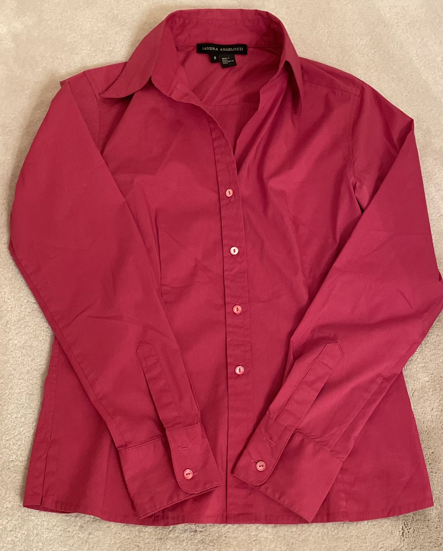 Sandra Angelozzi Womens Pink Button Up Dress Shirt, Size Small