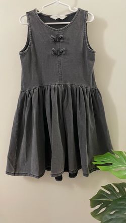 🌟 H&M Kids Denim-Look Bow Accent Dress – Faded Dark Gray size 8-10