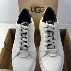 NWT UGG Womens Scape Leather White Platform Lace Up Low Top Calf Fur Shoes Sz 9 & 10