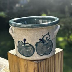 Vintage Great Bay Pottery Small Crock Apples 2 7/8” x 3 1/2”