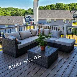 New 💥 Cherry Point Patio Outdoor Sofa Set | L Shape Light Color Sectional Couch| Garden Decor @ Sameday Delivery 🚚