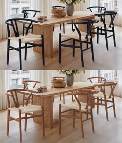 6X Black or Brown solid wood dining chairs