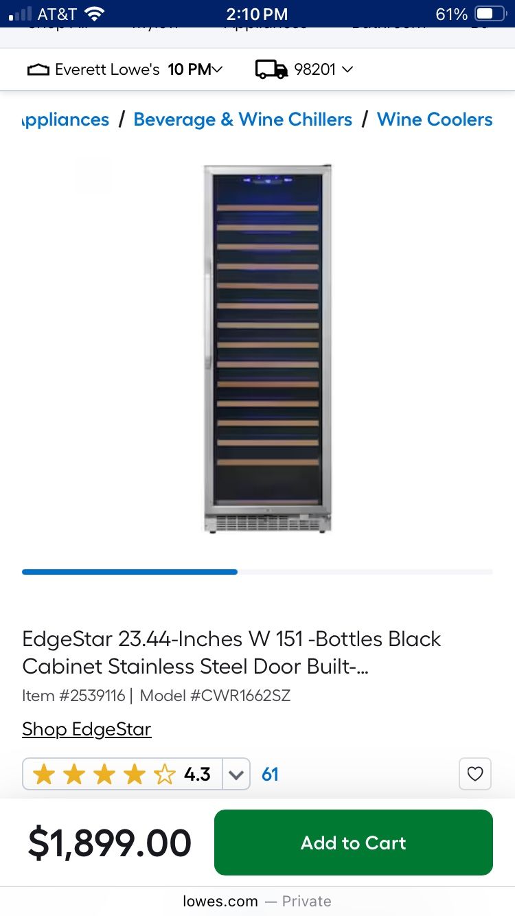 110 Bottle Wine Fridge - Dual Zone - Edgestar CWR1101DZ