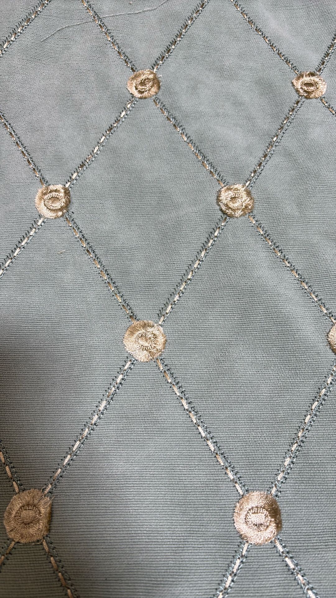 Drapery Or Upholstery Fabric-Blue With Beige Puffs!Reduced!