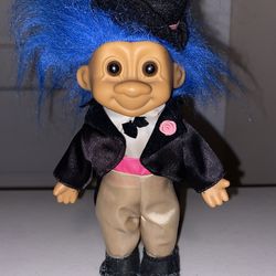 Vintage 1980's Russ Travis Troll Doll 8" Tall Wedding Groom Tuxedo