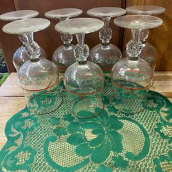 Christmas Holly Berry  Goblets, Water or  Wine Goblets, Set of 7